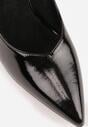 Czarne Lakierowane Czółenka Vices na Geometrycznym Obcasie ze Skórzaną Wkładką Midvire