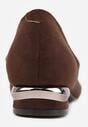 Brązowe Czółenka Vices ze Skórzaną Wkładką na Obcasie z Aplikacją Celvila