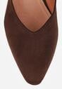Brązowe Czółenka Vices ze Skórzaną Wkładką na Obcasie z Aplikacją Celvila