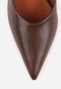 Ciemnobrązowe Czółenka Vices na Kaczuszce z Wkładką ze Skóry Naturalnej Amorrise
