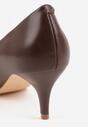 Ciemnobrązowe Czółenka Vices na Kaczuszce z Wkładką ze Skóry Naturalnej Amorrise