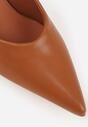 Brązowe Czółenka Vices na Kaczuszce z Wkładką ze Skóry Naturalnej Amorrise