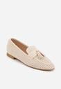 Beżowe Ażurowe Mokasyny VICES Ozdobione Frędzlami Catiana
