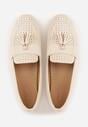 Beżowe Ażurowe Mokasyny VICES Ozdobione Frędzlami Catiana