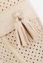 Beżowe Ażurowe Mokasyny VICES Ozdobione Frędzlami Catiana