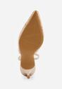 Beżowe Szpilki VICES z Siateczkową Cholewką Idahpeia