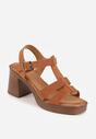 Brązowe Sandały VICES na Platformie i Obcasie z Dwoma Paskami Noemala