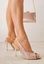 Szampańskie Sandały na Szpilce VICES z Transparentną Cholewką i Cyrkoniami Imelle