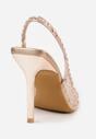 Szampańskie Sandały na Szpilce VICES z Transparentną Cholewką i Cyrkoniami Imelle