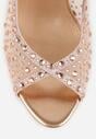Szampańskie Sandały na Szpilce VICES z Transparentną Cholewką i Cyrkoniami Imelle