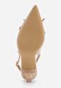 Ciemnobeżowe Szpilki VICES z Odkrytą Piętą i Ozdobnym Gorsetowym Sznurowaniem Aziruna