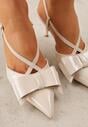 Beżowe Eleganckie Szpilki VICES z Ozdobną Kokardą Adrelena