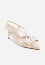 Beżowe Eleganckie Szpilki VICES z Ozdobną Kokardą Adrelena