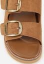 Ciemnobrązowe Klapki VICES z Dwoma Paskami i Metalicznymi Klamrami Kaliniassi