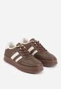 Brązowe Sneakersy w Stylu Tenisówek z Paskami na Boku Saliena