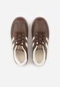 Brązowe Sneakersy w Stylu Tenisówek z Paskami na Boku Saliena