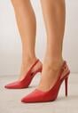 Czerwone Szpilki VICES z Odkrytą Piętą i Skórzaną Wkładką Kiladria