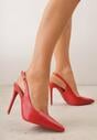 Czerwone Szpilki VICES z Odkrytą Piętą i Skórzaną Wkładką Kiladria
