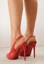 Czerwone Szpilki VICES z Odkrytą Piętą i Skórzaną Wkładką Kiladria