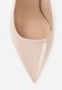 Beżowe Lakierowane Szpilki VICES z Odkrytą Piętą i Wkładką ze Skóry Naturalnej Salena