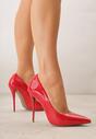 Czerwone Klasyczne Szpilki VICES z Lakierowanym Połyskiem Divenia