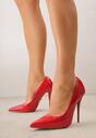 Czerwone Klasyczne Szpilki VICES z Lakierowanym Połyskiem Divenia