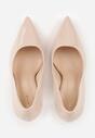 Beżowe Klasyczne Szpilki VICES z Lakierowanym Połyskiem Divenia