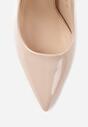 Beżowe Klasyczne Szpilki VICES z Lakierowanym Połyskiem Divenia