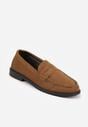 Jasnobrązowe Mokasyny VICES ze Skórzaną Wkładką Ozdobione Przeszyciami Nicogeus