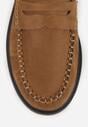 Jasnobrązowe Mokasyny VICES ze Skórzaną Wkładką Ozdobione Przeszyciami Nicogeus