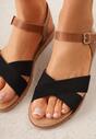 Czarne Sandały VICES na Płaskiej Podeszwie z Paskiem w Kształcie X Doriven