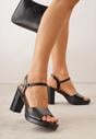 Czarne Sandały VICES na Słupku i Platformie z Wkładką ze Skóry Naturalnej Azimara