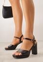 Czarne Sandały VICES na Słupku i Platformie z Wkładką ze Skóry Naturalnej Azimara