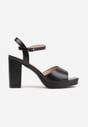 Czarne Sandały VICES na Słupku i Platformie z Wkładką ze Skóry Naturalnej Azimara