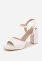 Białe Sandały VICES na Słupku i Platformie z Wkładką ze Skóry Naturalnej Azimara