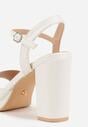 Białe Sandały VICES na Słupku i Platformie z Wkładką ze Skóry Naturalnej Azimara