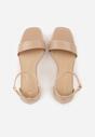 Ciemnobeżowe Sandały VICES na Słupku z Wkładką ze Skóry Naturalnej Azirera