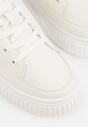 Białe Sneakersy na Grubej Podeszwie z Tłoczeniem Zeanidra
