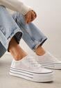 Białe Trampki na Grubej Podeszwie z Plecioną Cholewką Nalivera