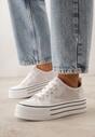 Białe Trampki na Grubej Podeszwie z Plecioną Cholewką Nalivera