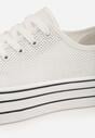 Białe Trampki na Grubej Podeszwie z Plecioną Cholewką Nalivera