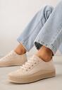 Beżowe Trampki z Imitacji Zamszu z Nieregularną Podeszwą ze Żłobieniami Naranatea