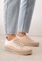 Beżowe Trampki z Imitacji Zamszu z Nieregularną Podeszwą ze Żłobieniami Naranatea