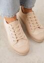 Beżowe Trampki z Imitacji Zamszu z Nieregularną Podeszwą ze Żłobieniami Naranatea