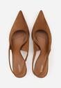 Brązowe Czółenka z Odkrytą Piętą VICES na Obcasie Kaczuszka Anatema