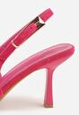 Fuksjowe Szpilki VICES z Imitacji Zamszu z Odkrytą Piętą i Podłużną Klamrą Natterea