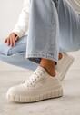 Beżowe Casualowe Sneakersy VICES na Grubej Podeszwie z Tłoczeniami Therelle