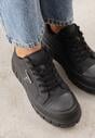 Czarne Casualowe Sneakersy VICES na Grubej Podeszwie z Tłoczeniami Therelle