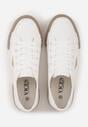 Biało-Beżowe Trampki VICES na Grubej Podeszwie z Tłoczeniami z Trójkątną Aplikacją Bolirea