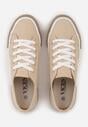 Beżowe Trampki VICES na Grubej Podeszwie z Tłoczeniami z Trójkątną Aplikacją Bolirea
